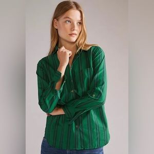 Anthropologie Button Front Striped Shirt